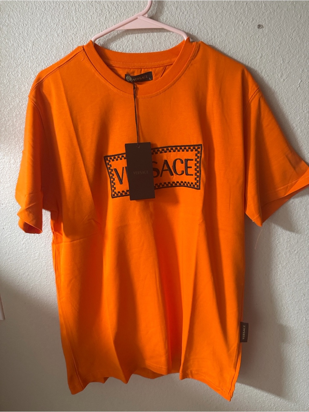 Versace Bright Orange Logo Short Sleeve Tee